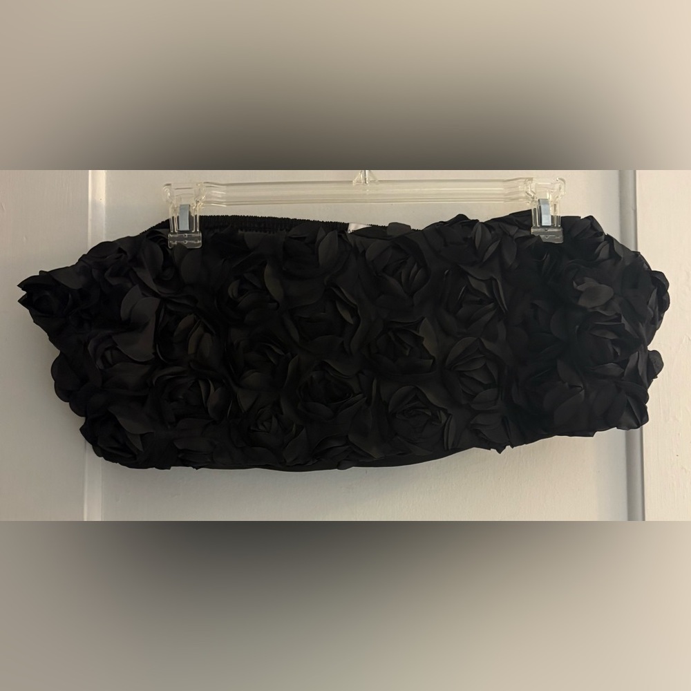 Faeriesty Black 3D Floral Bandeau Top Women’s Size 5XL